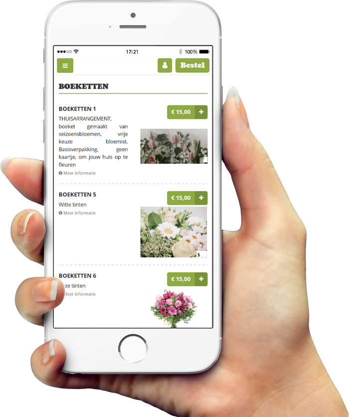 Voorbeeld van onze app op smartphone